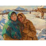 Fedot Vasilievich Sychkov, Zwei Junge Frauen in Winterlandschaft