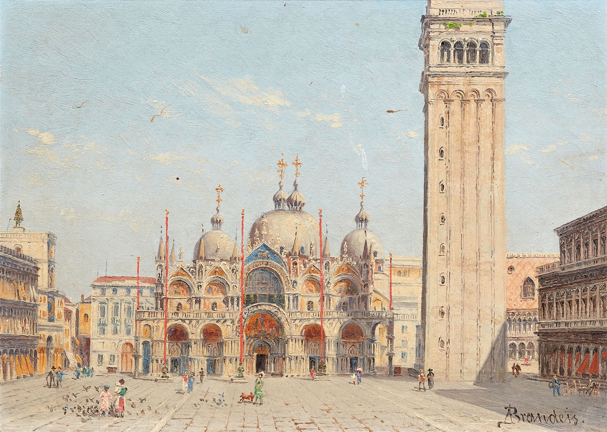 Antonietta Brandeis, Two views of Venice:, Piazza San Marco with the Basilica di San Marco, Riva deg