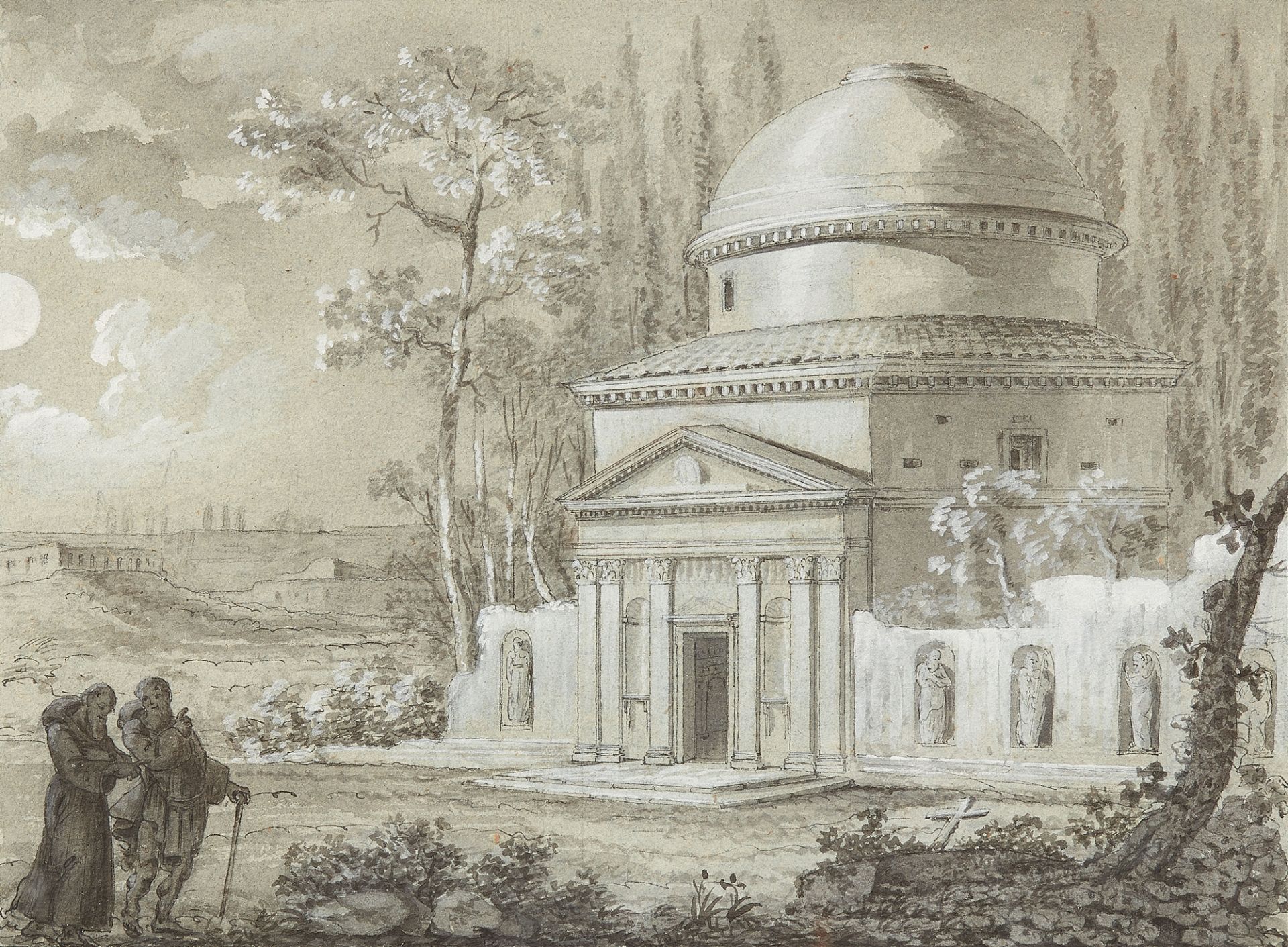 Italienischer Meister um 1720/1740, Ansicht der Kirche Sant'Andrea in Via Flaminia