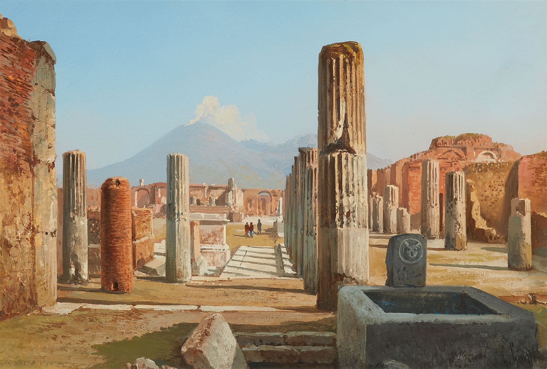 Guglielmo Giusti, Ansicht der Bucht von Neapel, Anicht von Pompei mit dem Vesuv im Hintergrund - Bild 2 aus 2