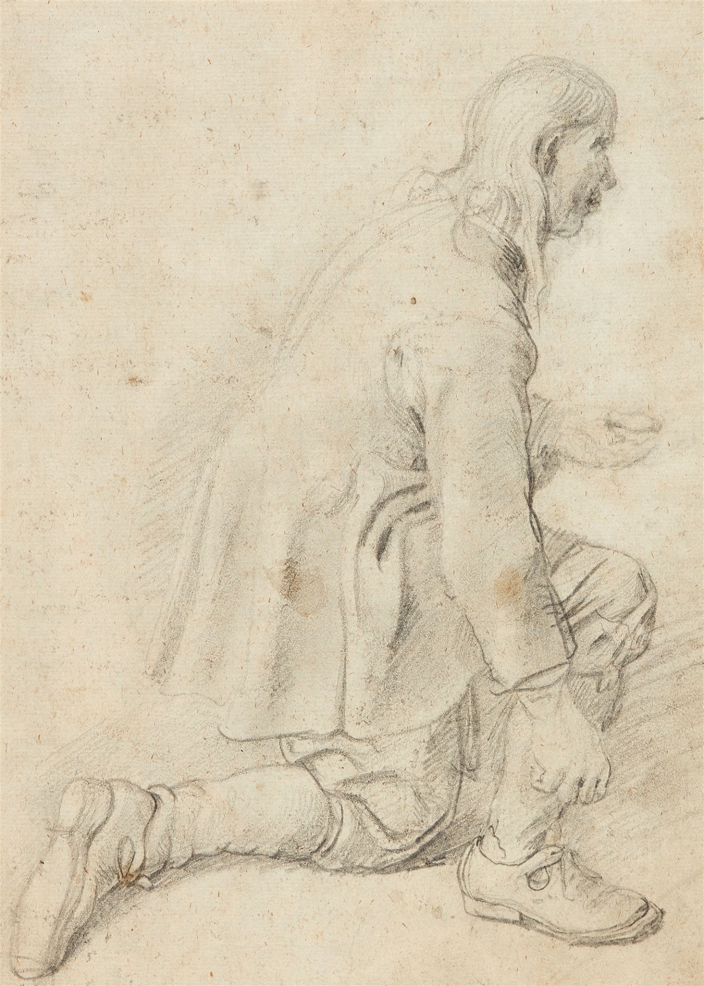 Niederländischer Meister um 1700, Knieender Mann