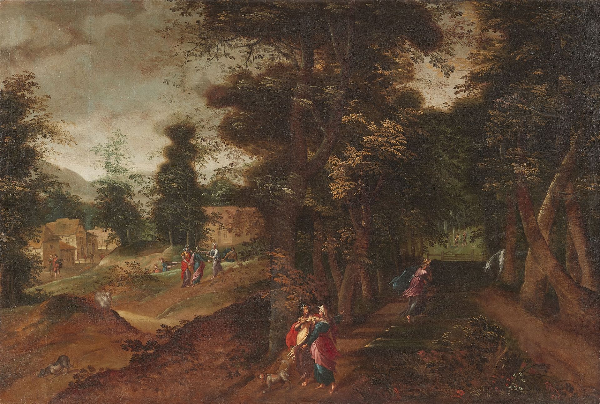 Abraham Bloemaert, zugeschrieben, Waldlandschaft mit Figuren