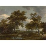 Meindert Hobbema, Wooded River Landscape with Figures on a Path