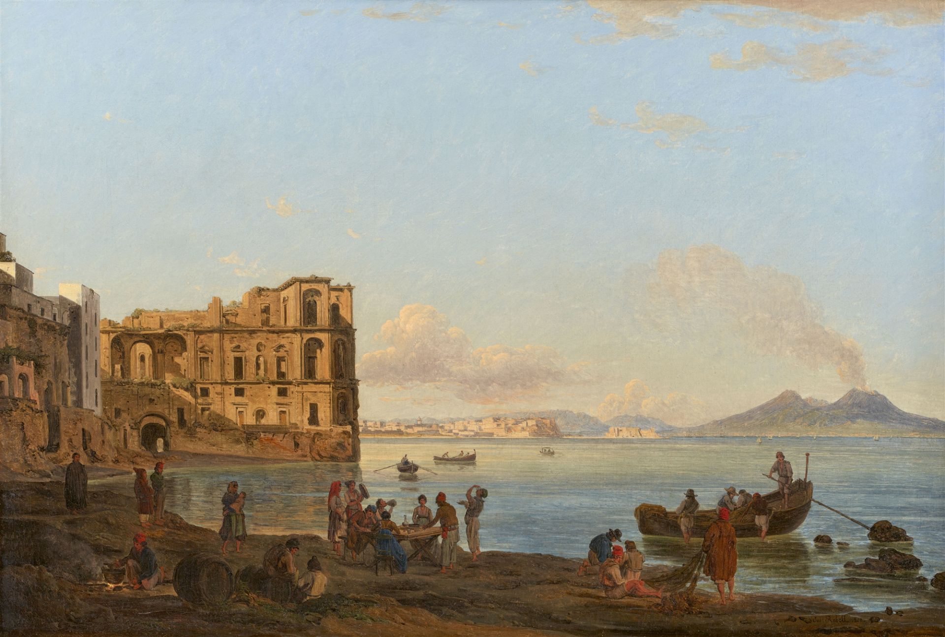 Joseph Rebell, Die Bucht von Neapel mit dem Palazzo Donna Anna