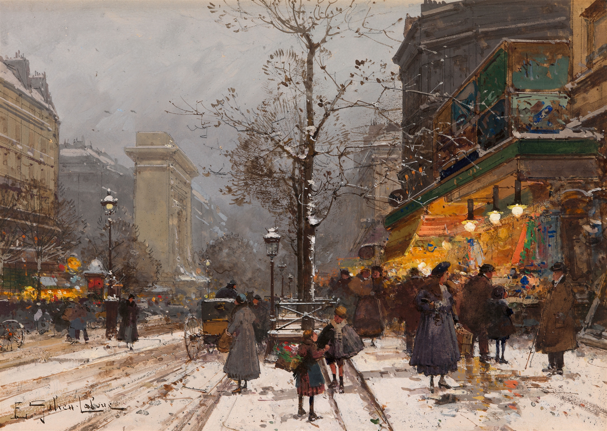 Eugène Galien-Laloue, Boulevard Bonne - Nouvelle sous la neige