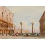 Carl Friedrich Heinrich Werner, Ansicht der Piazzetta in Venedig mit dem Dogenpalast und Blick auf I