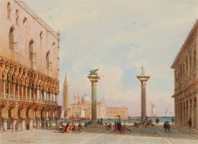 Carl Friedrich Heinrich Werner, Ansicht der Piazzetta in Venedig mit dem Dogenpalast und Blick auf I