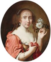 Charles Beaubrun, zugeschrieben, Henri Beaubrun, zugeschrieben, Bildnis einer Dame mit einer Rose