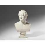 A white marble bust of Johann Wolfgang von Goethe by Christian Daniel Rauch