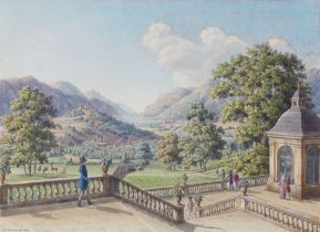 Johann Erdmann Hummel, Blick auf das Rheintal von einer Schlossterrasse aus