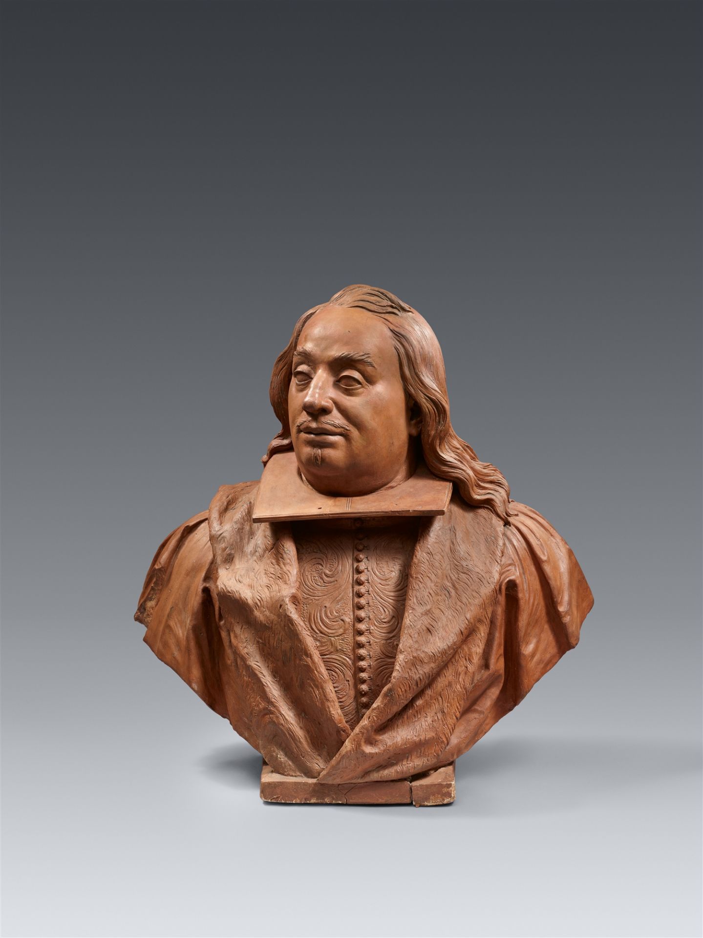 A terracotta bust of a man, attributed to Rombout Verhulst