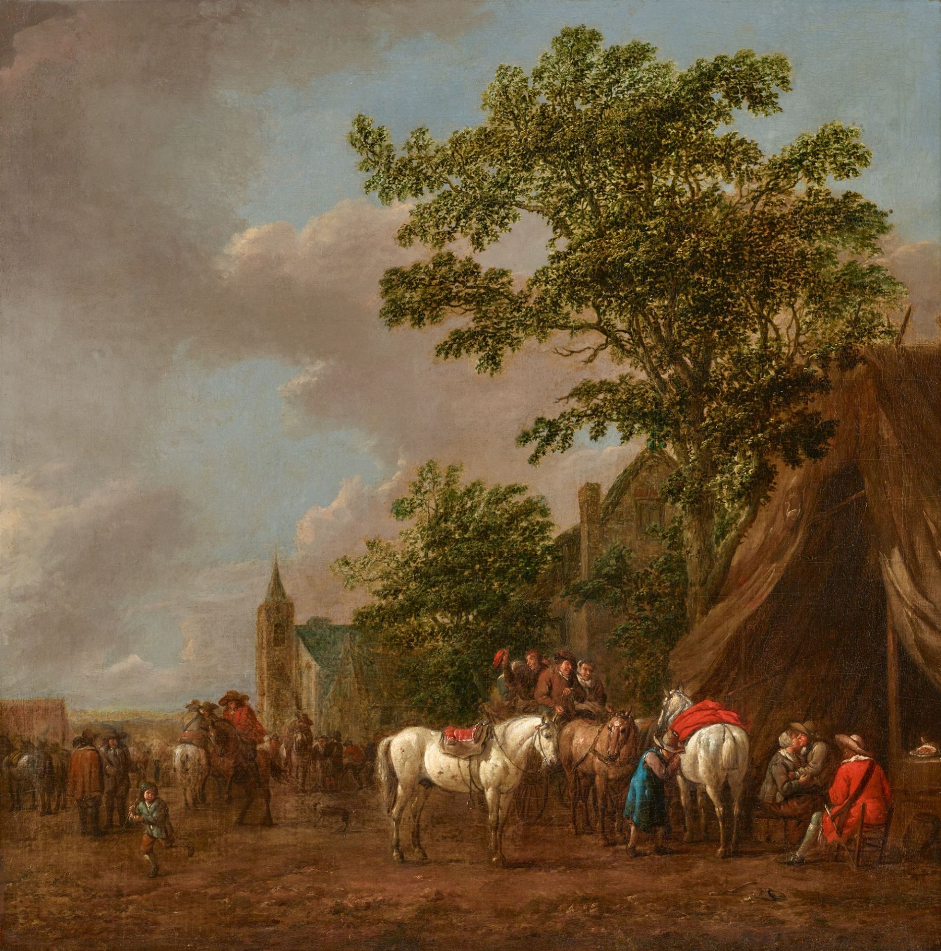 Barent Gael, Horsemen at an Inn in a Landscape
