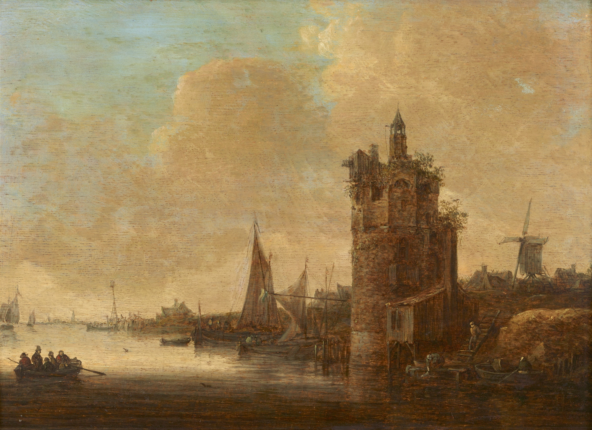Jan van Goyen, Old Tower on a River Bank