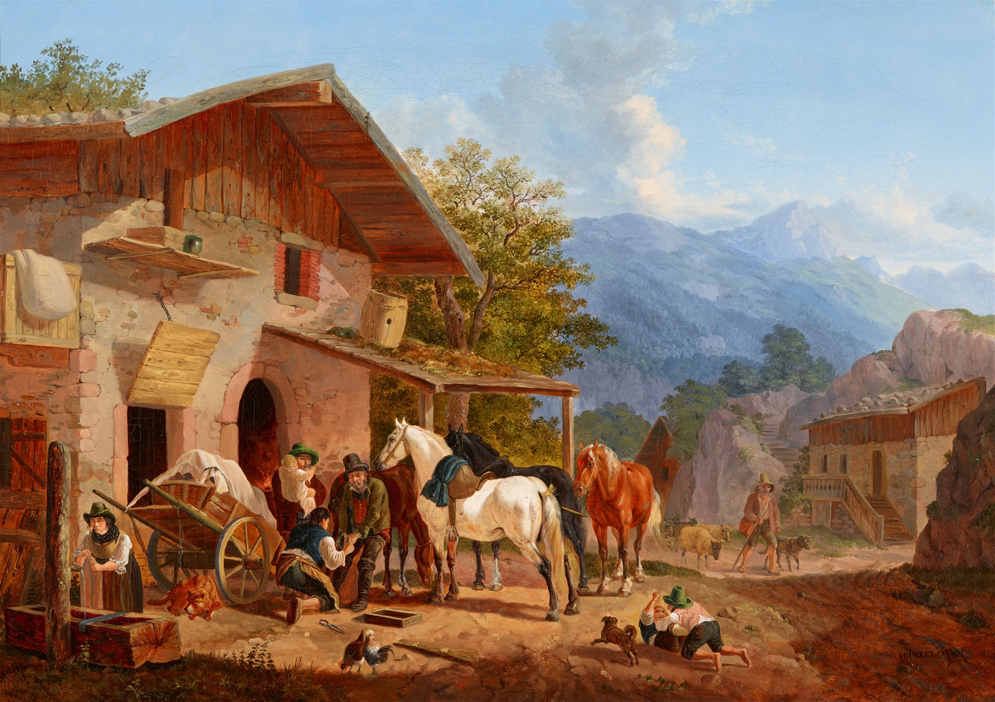 Heinrich Bürkel, Blacksmiths in a Mountain Village