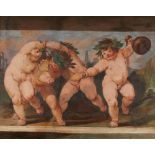 Lombardian School 17th century, Pair of detatched frescoes with Bacchus and putti