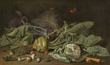 Jakob Samuel Beck, Gemüsestillleben mit einem Kaninchen, Gemüsestillleben mit einem Meerschweinchen