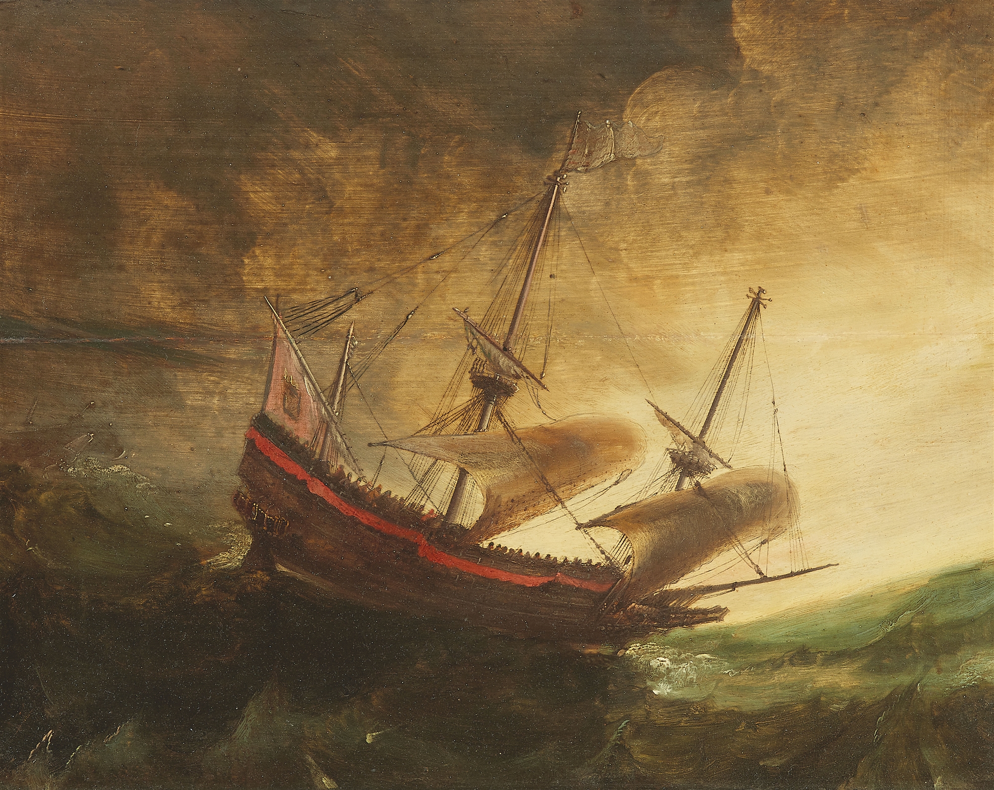 Andries van Eertvelt, attributed to, Sailing Ship on a Stormy Sea
