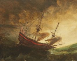 Andries van Eertvelt, zugeschrieben, Segelschiff auf stürmischer See