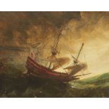 Andries van Eertvelt, zugeschrieben, Segelschiff auf stürmischer See