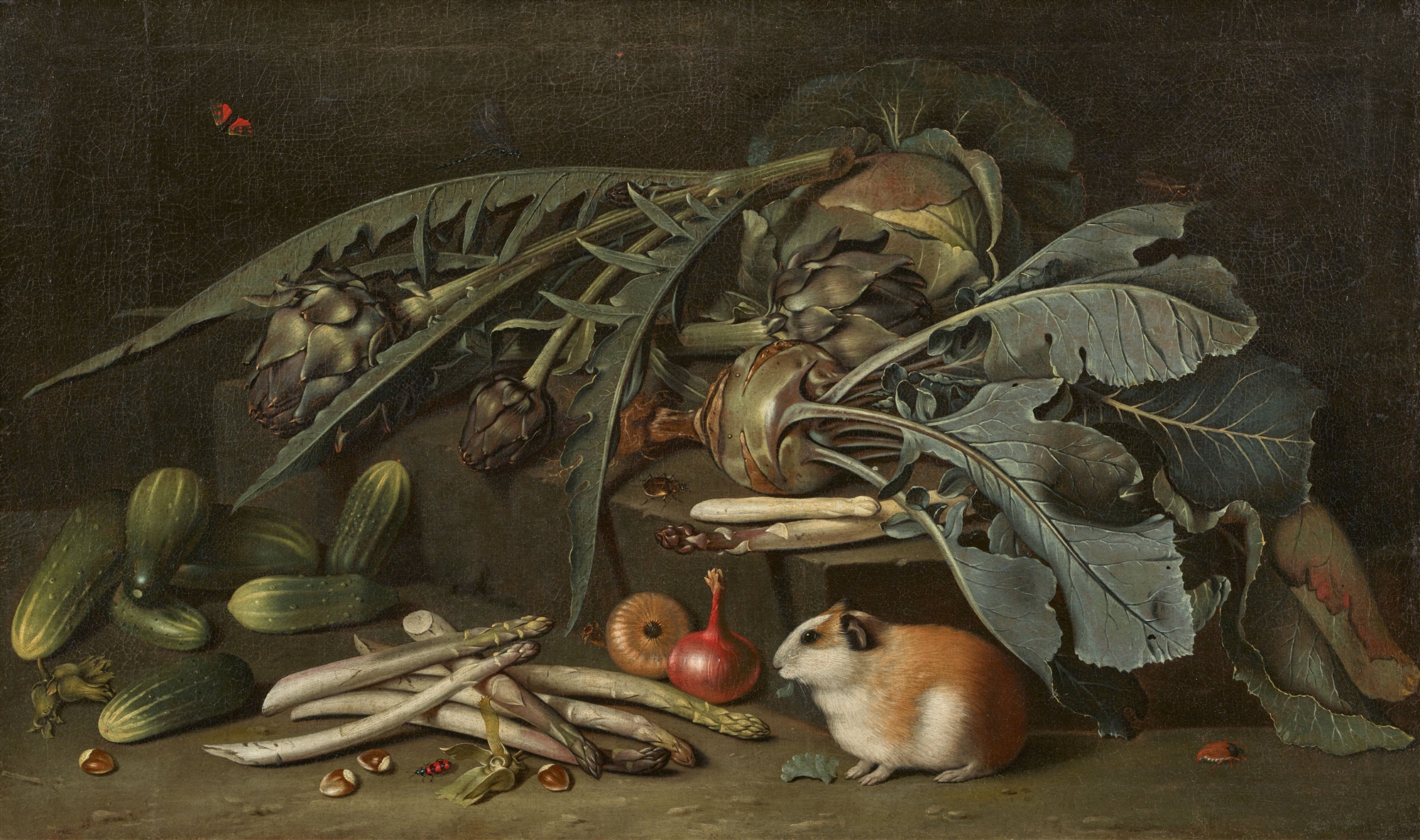 Jakob Samuel Beck, Vegetable Still Life with a Rabbit, Vegetable Still Life with a Guinea Pig - Image 2 of 2