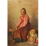Wladimir Jegorowitsch Makowskij, Young Peasant Woman with a Basket of Apples