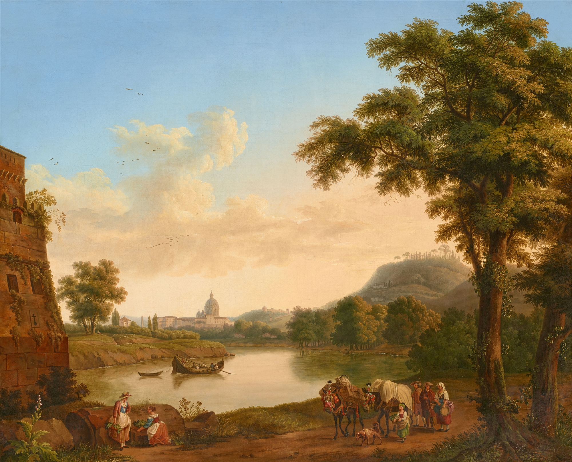 Jacob Philipp Hackert, View to the Tiber and St Peter's from Ponte Milvio
