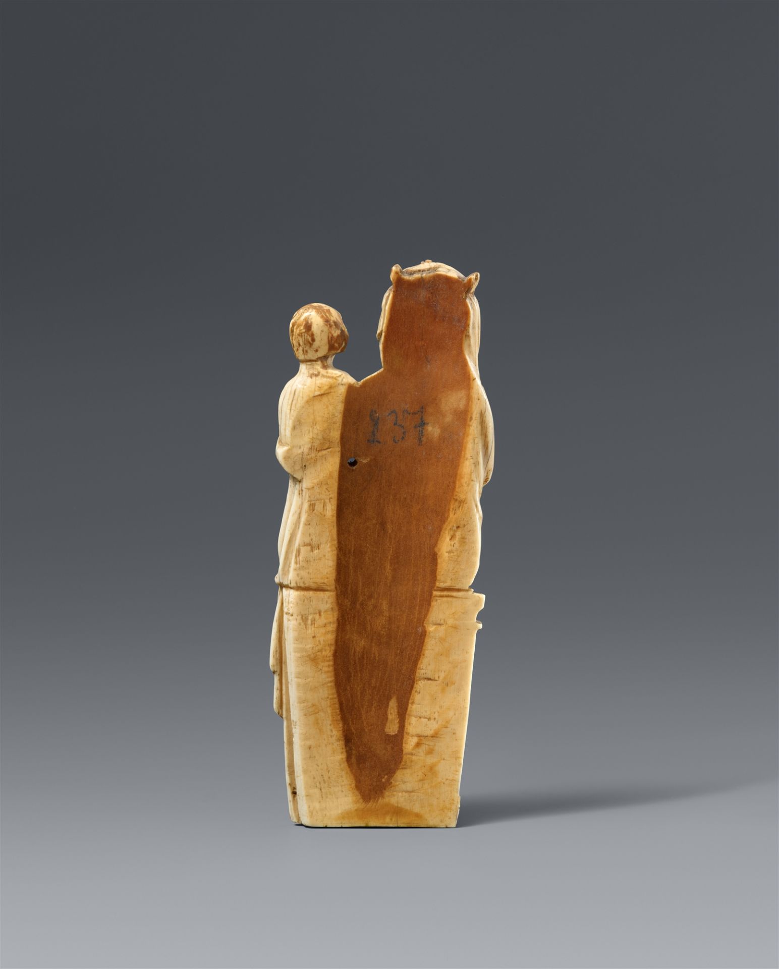 A French carved ivory figure of the Virgin enthroned, second half 14th century - Image 2 of 2