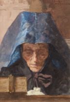 Carl Bantzer, Bildnis einer betenden Frau während des Abenmahls