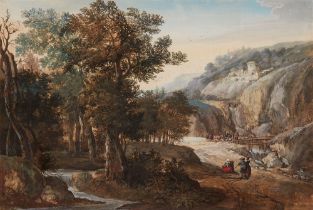 Gerrit van Battem, Landschaft mit Gebirgsbach und Brücke