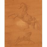 Anselm Feuerbach, Skizze mit zwei Pferdestudien