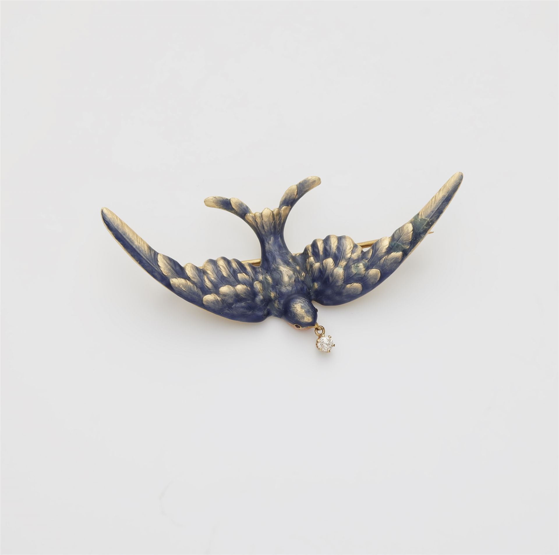 Art Nouveau-Brosche mit Emaille