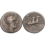 M. Opeimius. Denarius, Silver (18mm, 3,79 g) 131 BC., Rome.