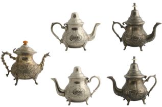 Beautiful lot consisting of three quality teapots in silvered metal