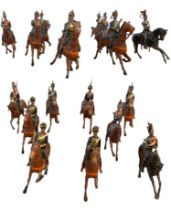 SET OF 9 LEAD TOY MOUNTED SOLDIERS