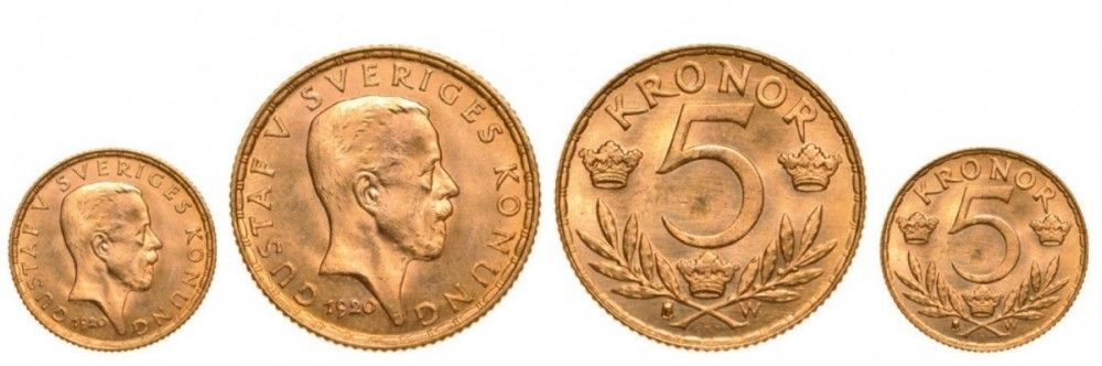 Gustaf V (1907-1950), 5 Kronor 1920 W