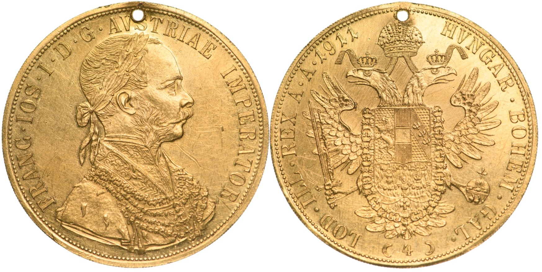 Franz Joseph (1848-1916) 4 Ducat 1911 A, Vienna Mint