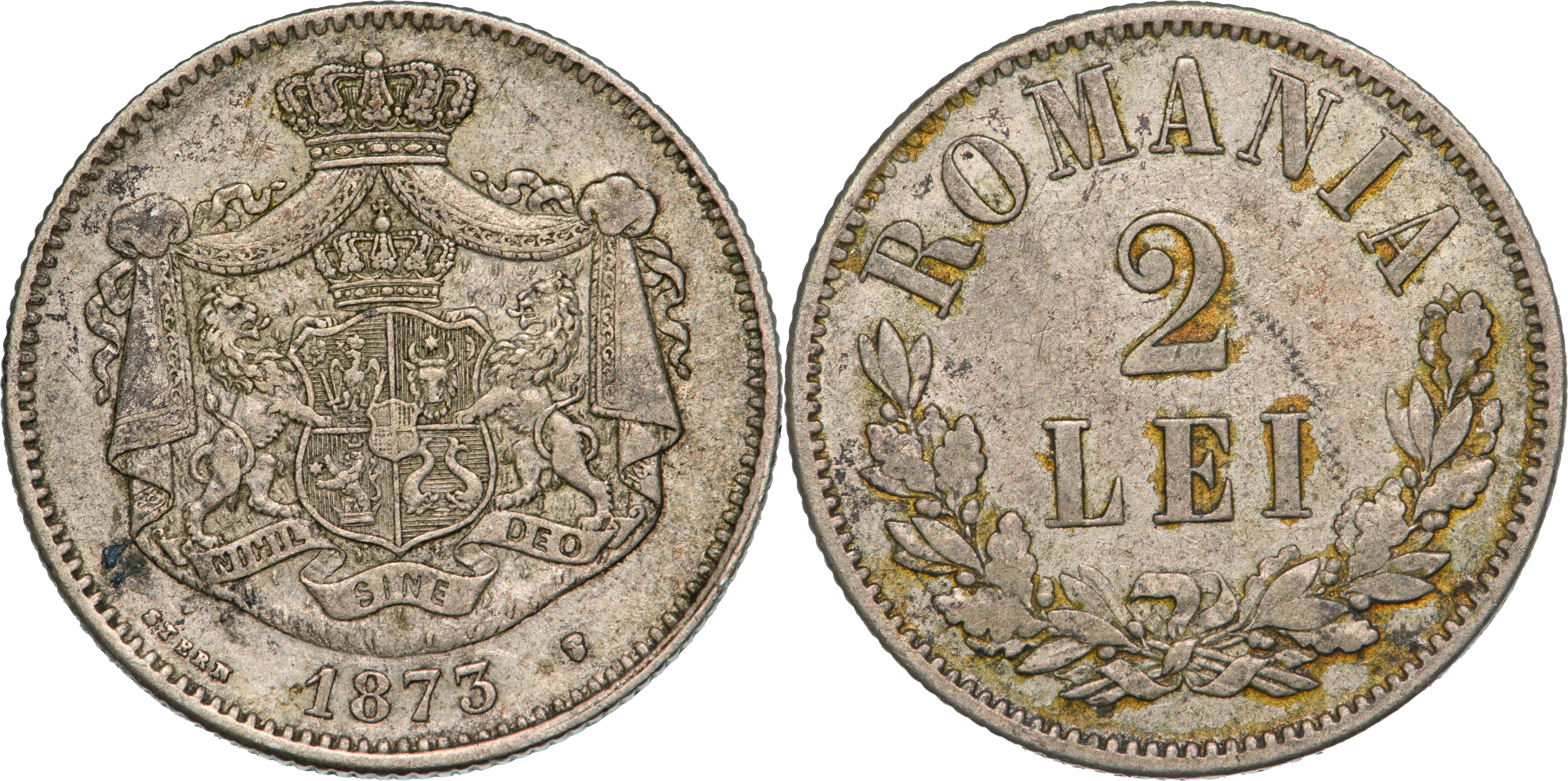 Carol I (1866 - 1914), 2 Lei 1873 Bruxelles mint