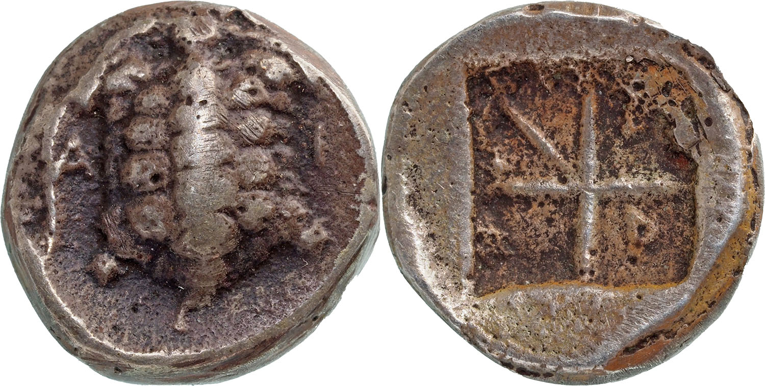 Attica Islands of Aegina, (350-338 BC), Obol, Silver, (10 mm, 1.19 g)