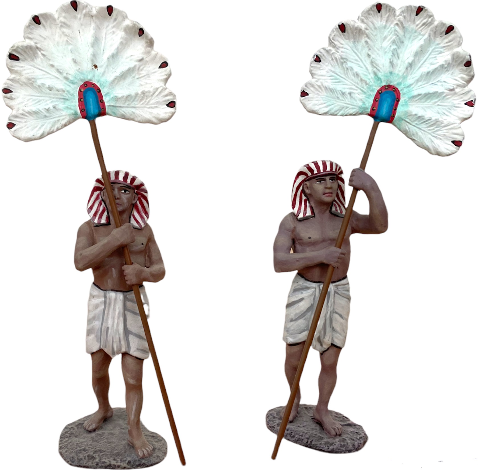 PAIR OF FAN BEARERS FIGURINES