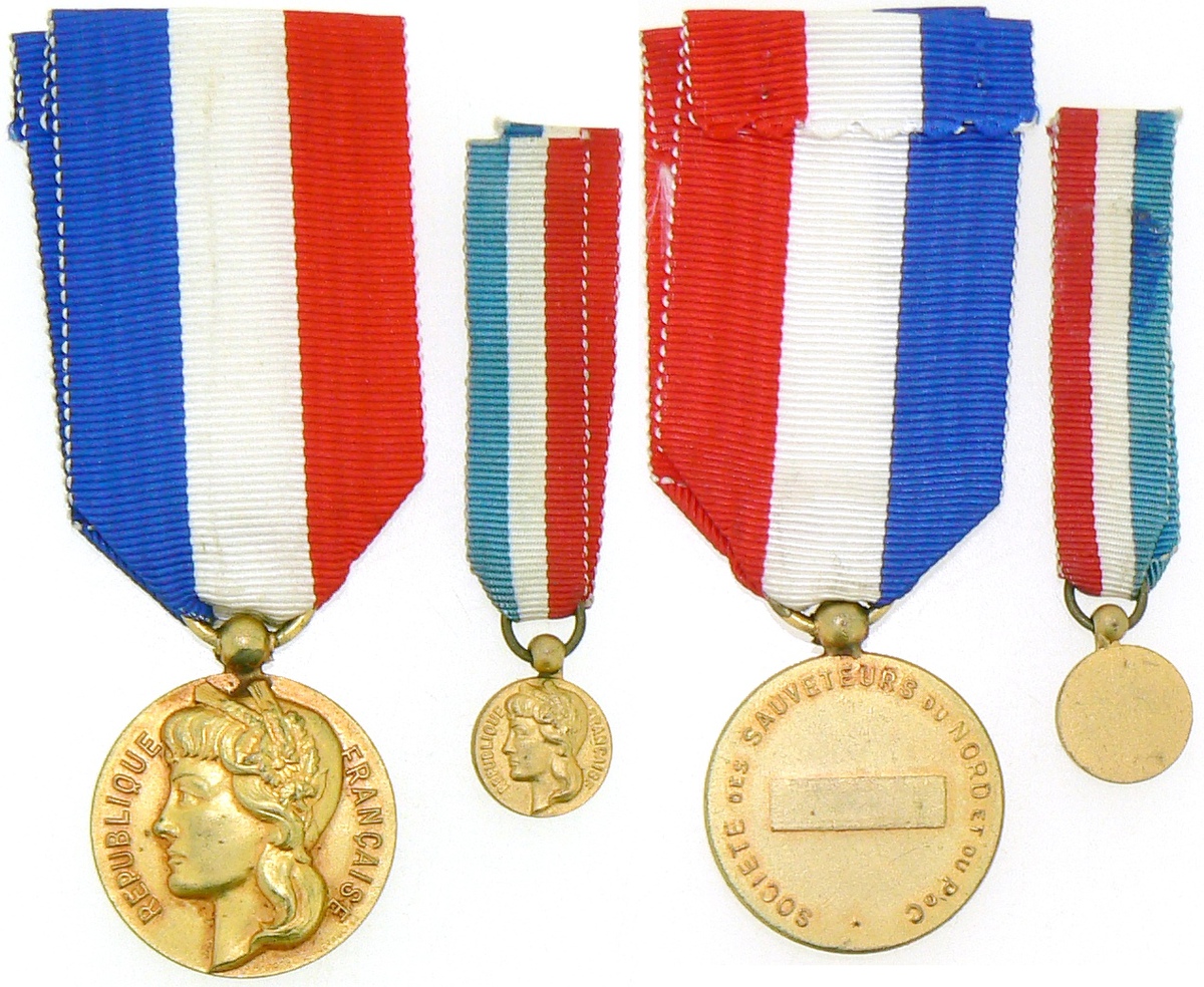Society of Rescuers from North and Pas-du-Calais Medal, Lot of 2.