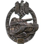 Panzerkampfwagenabzeichen mit Einsatzzahl 25 / Tank Badge in Silver for 25 Actions