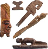 Collection of 5 Wooden Ancient Egyptian Artefacts