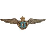 PILOT BADGE FOR GRADUATES OF THE "SPORT AND TOURISM "DEPARTMENT, KING CAROL II MODEL 1931-1940