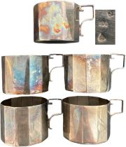 Art-Deco style series of five silver cups (tea cups)