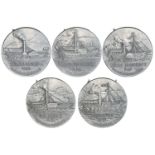 Collection of 5 Table Medals Steam Navigation o the Swiss Lakes in the 19th Century