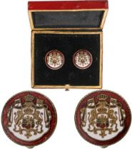 Pair of Cufflinks with the Coat of Arms of the Royal Bulgarian Police