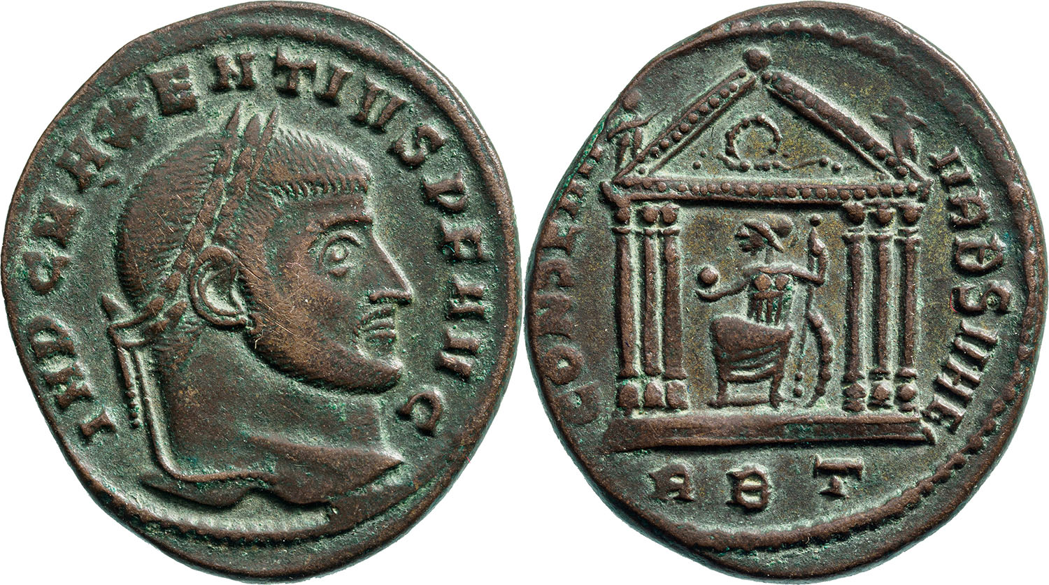 Maxentius (307-312) Follis, silvered Bronze (26 mm, 6.3 g), Rome, 310-311