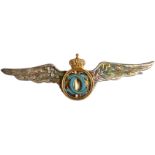 PILOT BADGE FOR GRADUATES OF THE "SPORT AND TOURISM "DEPARTMENT, KING CAROL II MODEL 1931-1940