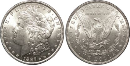 1 "Morgan Dollar" 1887 , Philadelphia mint