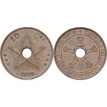 Belgian Congo. LâˆšÂ©opold II (1885-1908), 10 Centimes 1888
